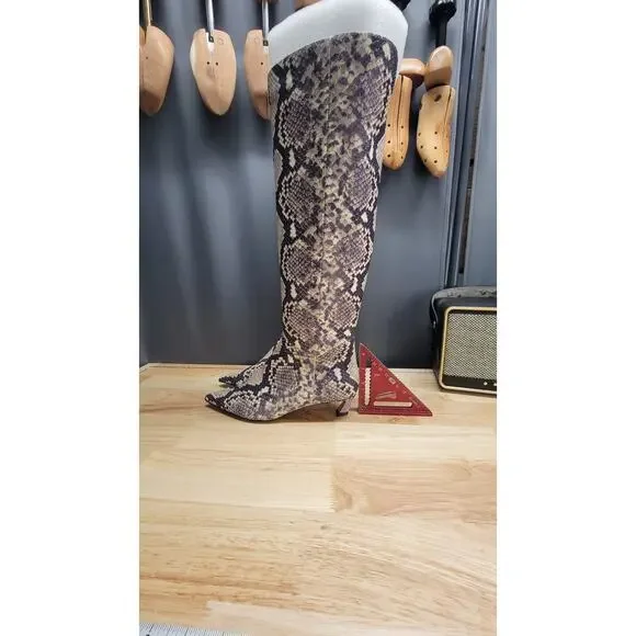 Brand New Gianni Bini Gianna Snake Print Kitten Heel Tall Boots Size 7 - Picture 3 of 14